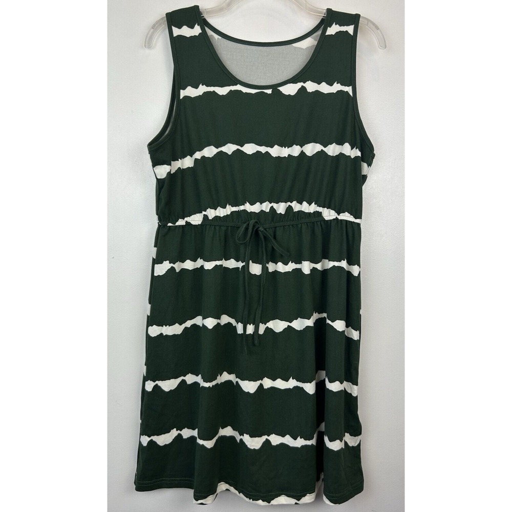 Cupshe Swim Cover-Up Dress Womans L Hunter Green White Soft New NWT